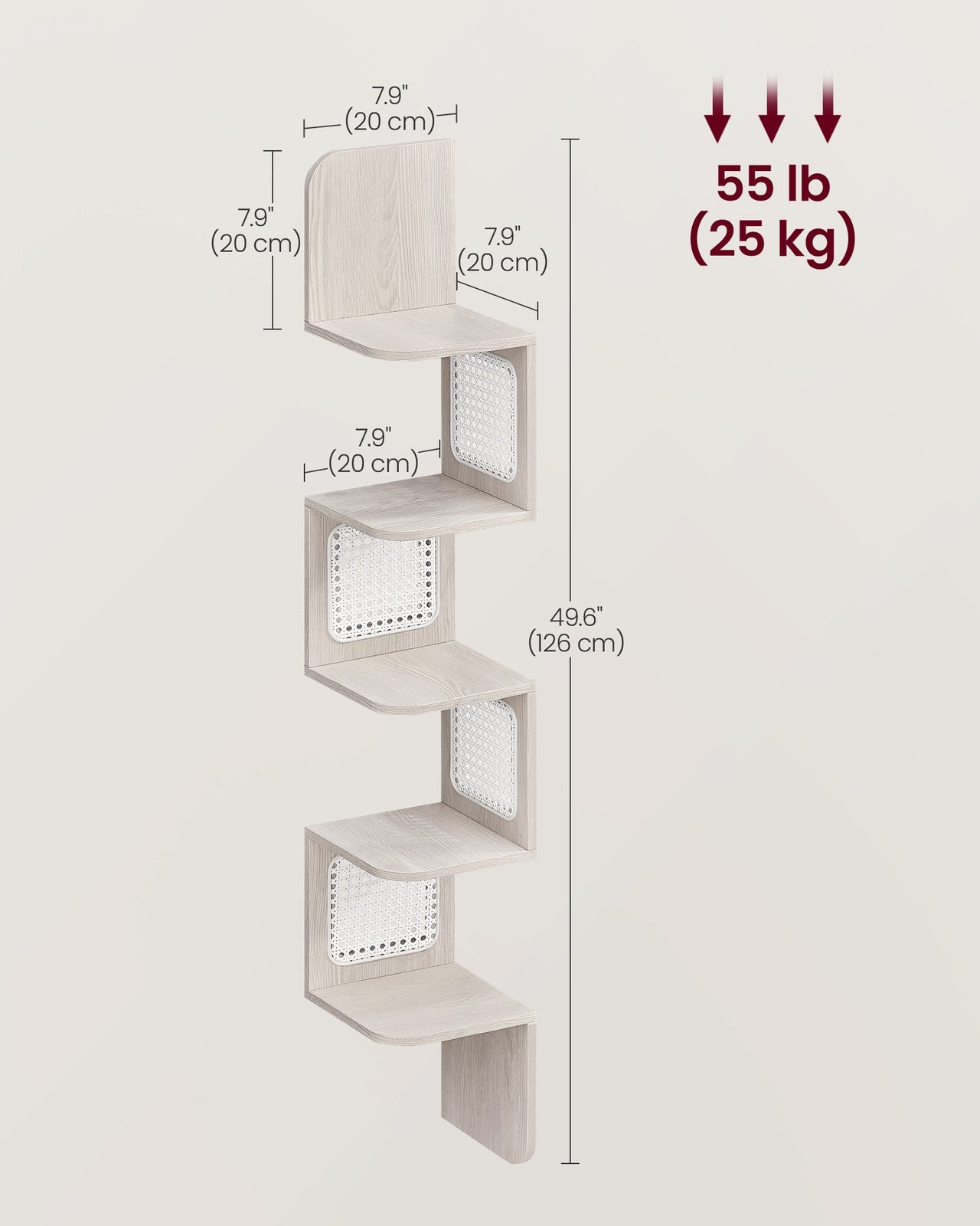 5-Tier Corner Floating Wall Shelf for Kitchen Oatmeal Beige - image 6