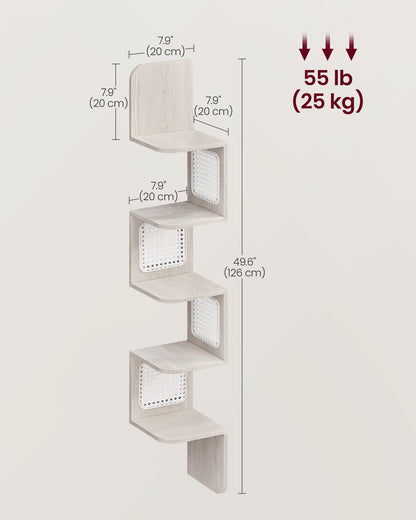 5-Tier Corner Floating Wall Shelf for Kitchen Oatmeal Beige - image 6