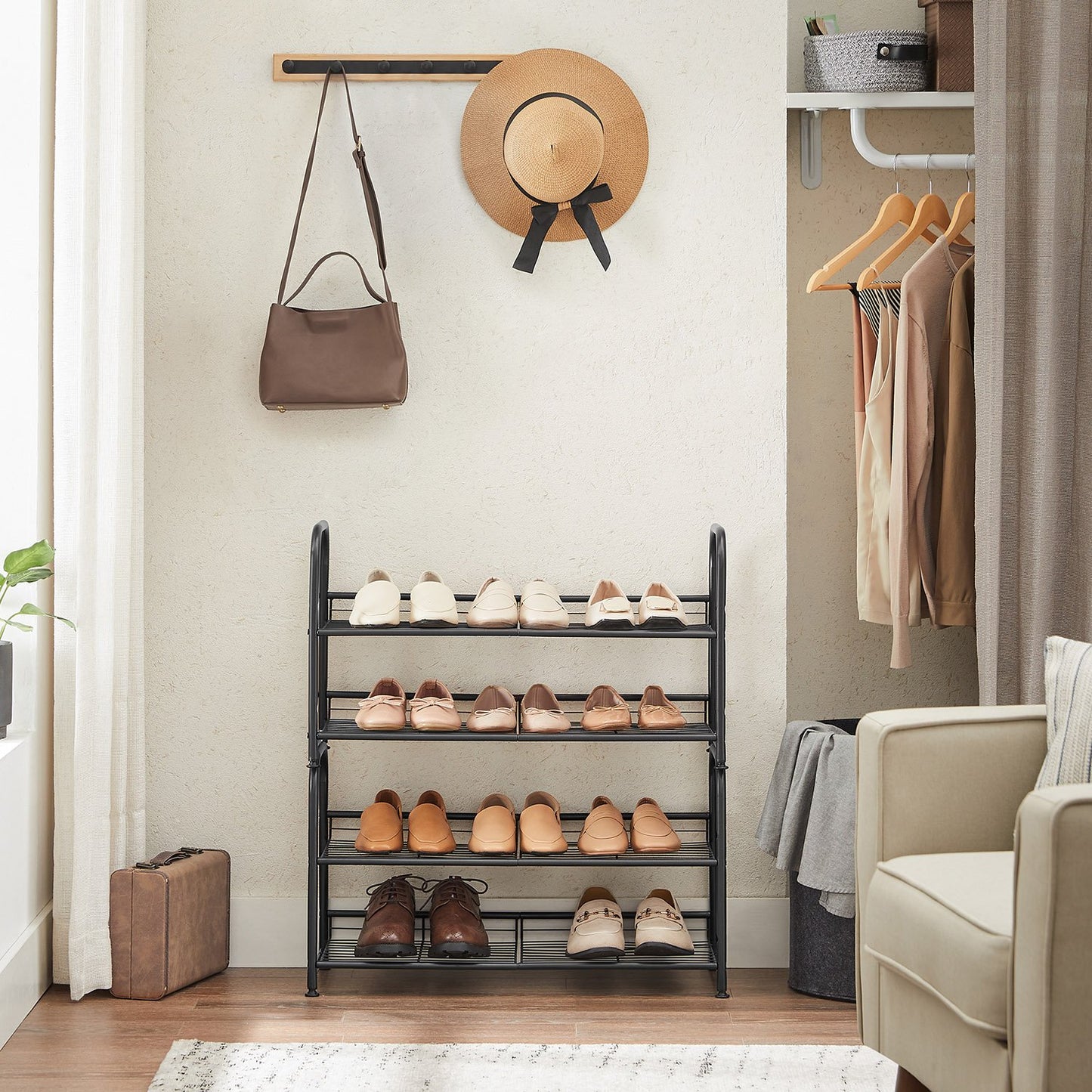 Black 3 Tiers Shoe Rack with Adjustable Shelves - image 11