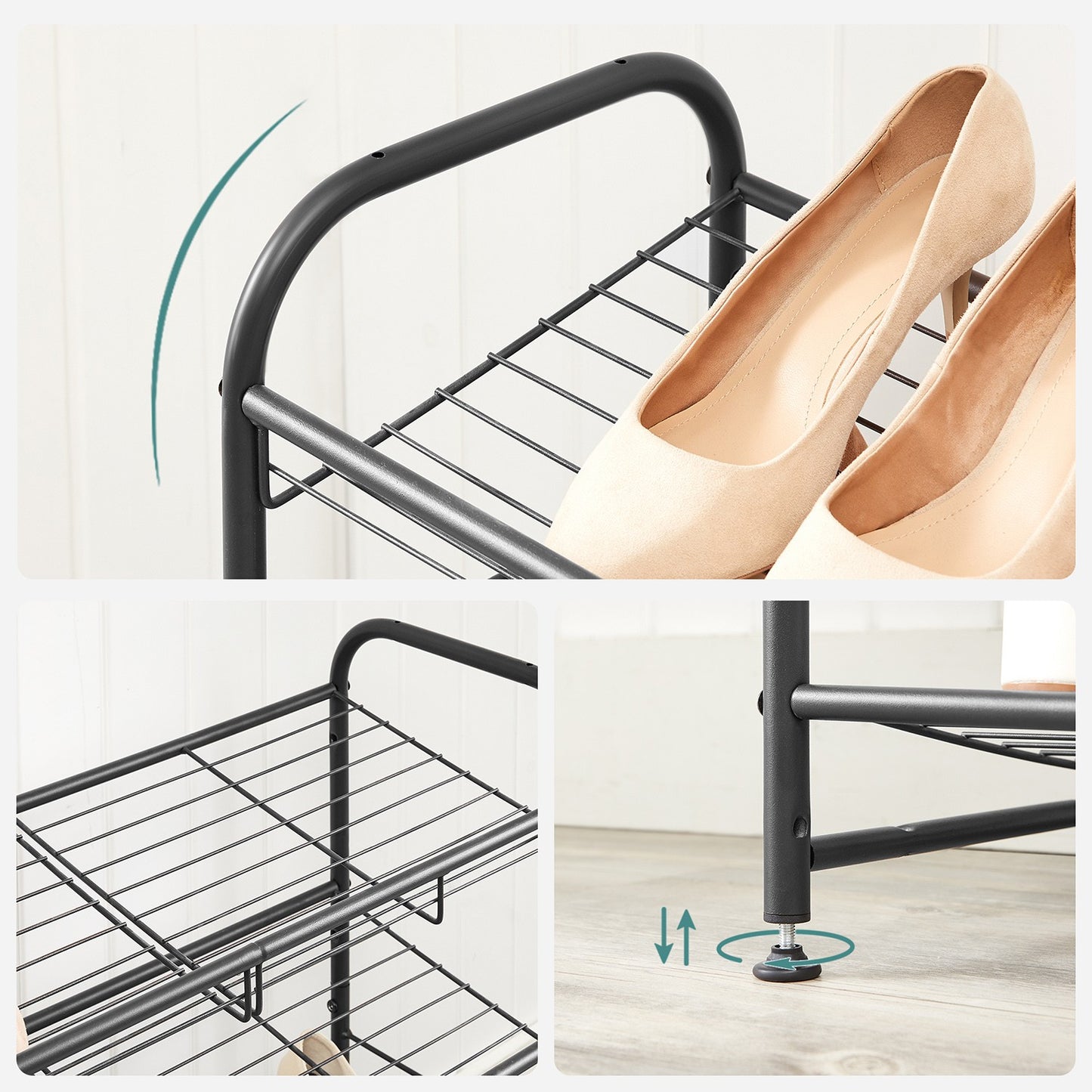 Black 3 Tiers Shoe Rack with Adjustable Shelves - image 16