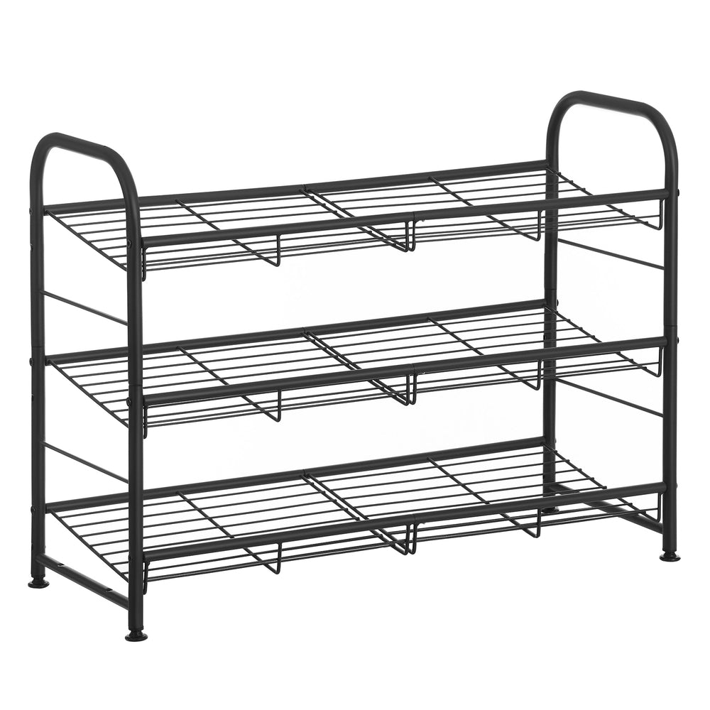 Black 3 Tiers Shoe Rack with Adjustable Shelves - image 1