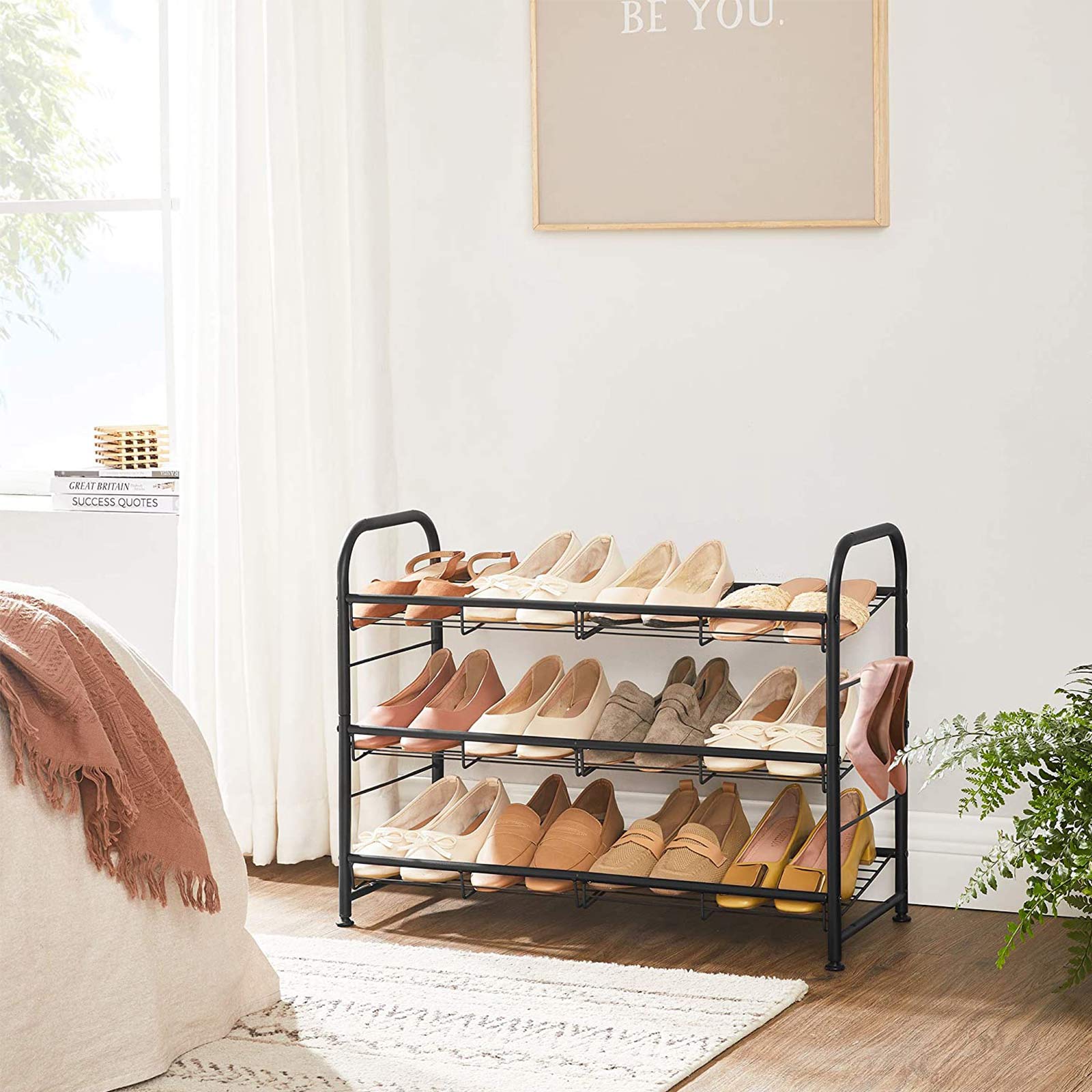 Black 3 Tiers Shoe Rack with Adjustable Shelves - image 3
