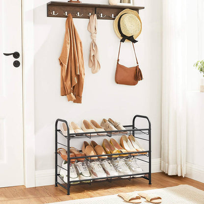 Black 3 Tiers Shoe Rack with Adjustable Shelves - image 4