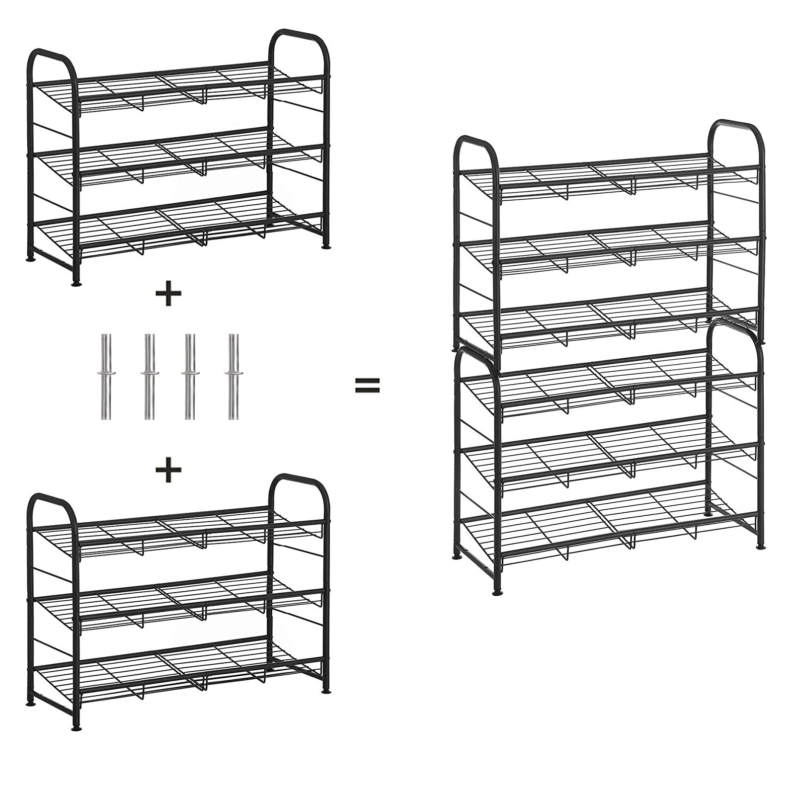 Black 3 Tiers Shoe Rack with Adjustable Shelves - image 6