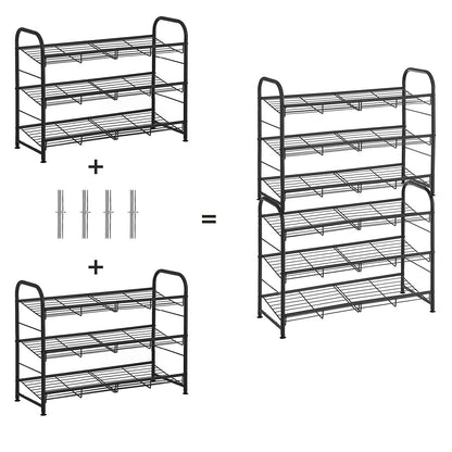 Black 3 Tiers Shoe Rack with Adjustable Shelves - image 6
