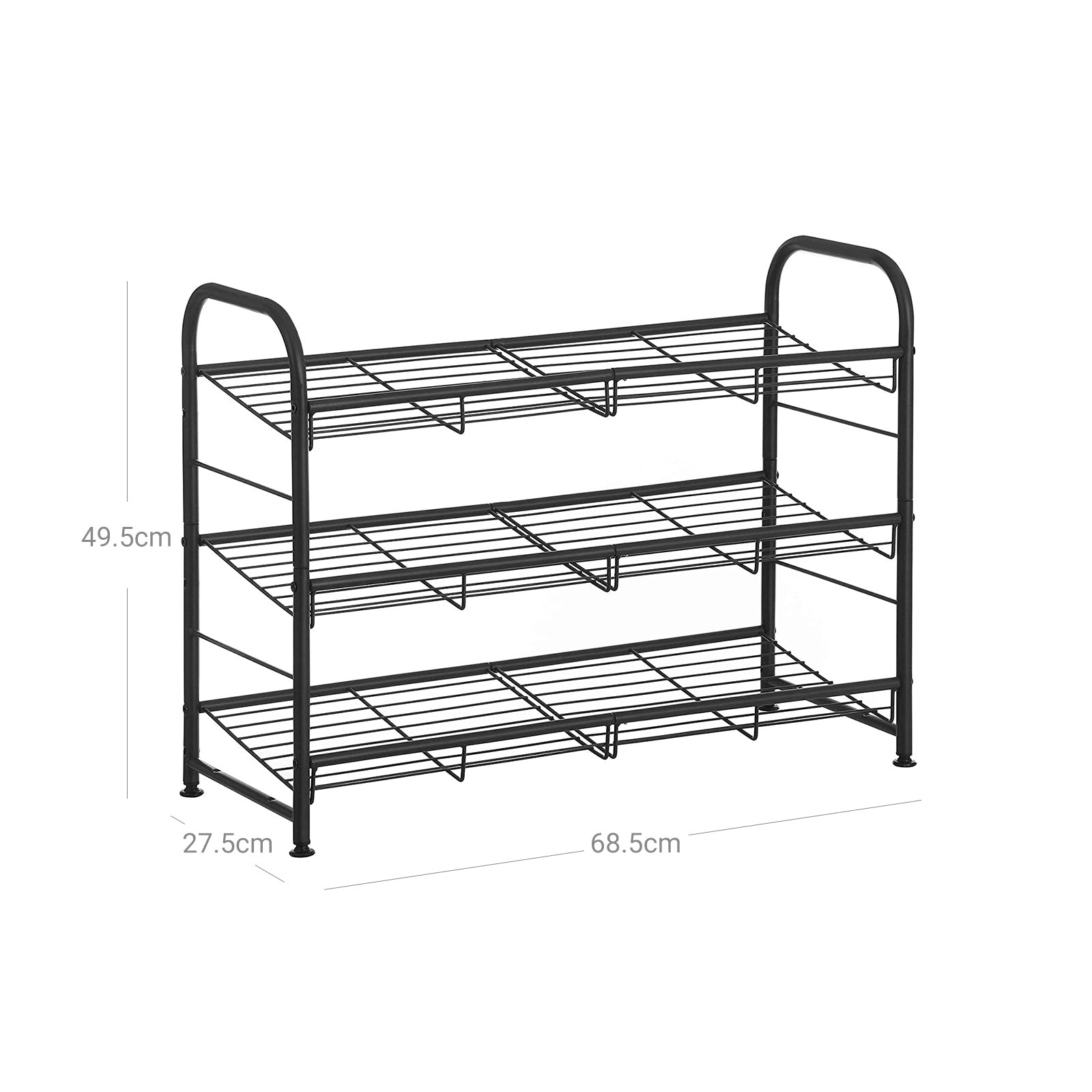 Black 3 Tiers Shoe Rack with Adjustable Shelves - image 7