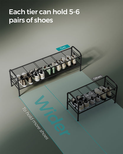 68" Wide 3-Tier Metal Shoe Rack with 4 Hooks Ink Black - image 16