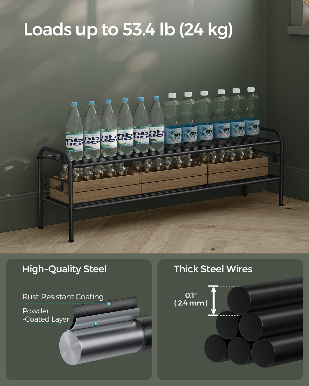 68" Wide 3-Tier Metal Shoe Rack with 4 Hooks Ink Black - image 17