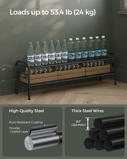 68" Wide 3-Tier Metal Shoe Rack with 4 Hooks Ink Black - image 17