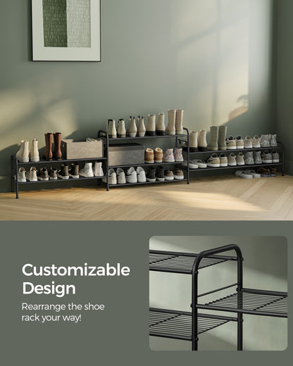 68" Wide 3-Tier Metal Shoe Rack with 4 Hooks Ink Black - image 27
