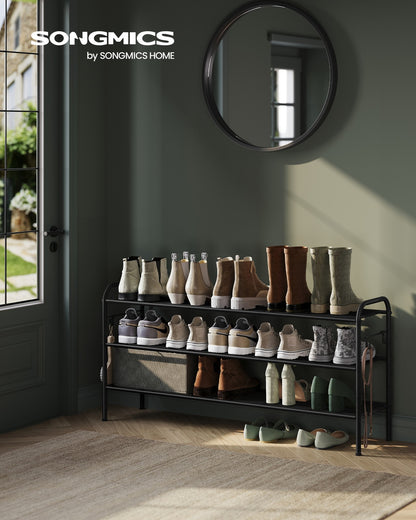 68" Wide 3-Tier Metal Shoe Rack with 4 Hooks Ink Black - image 29