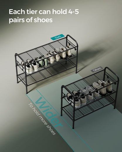 68" Wide 3-Tier Metal Shoe Rack with 4 Hooks Ink Black - image 24