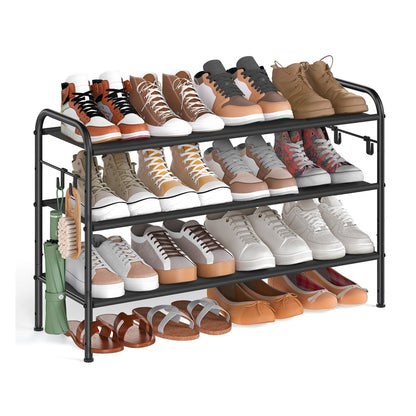 114" Wide 3-Tier Fabric Shoe Rack with 4 Hooks Ink Black - image 20