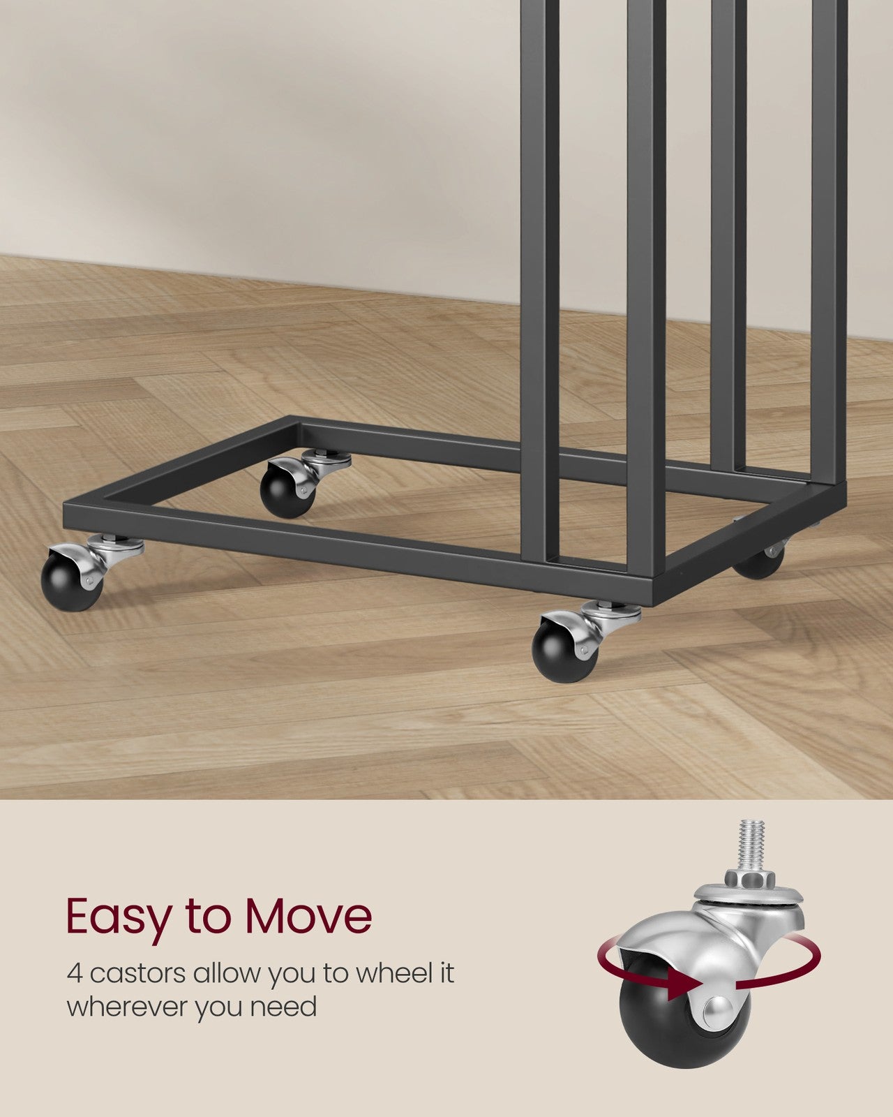 Side Table with Steel Frame and Castors - image 5