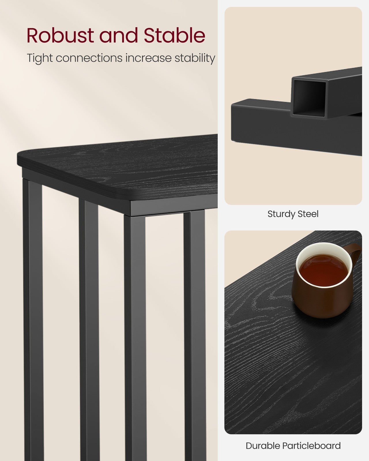 Side Table with Steel Frame and Castors - image 7