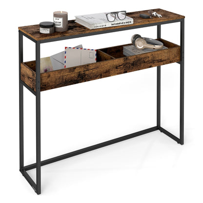 Entryway console table with semi open compartments - image 1