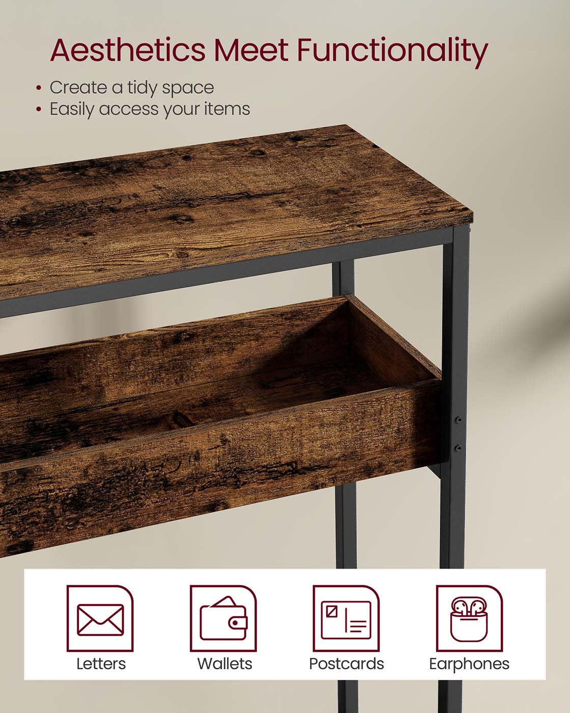 Entryway console table with semi open compartments - image 4
