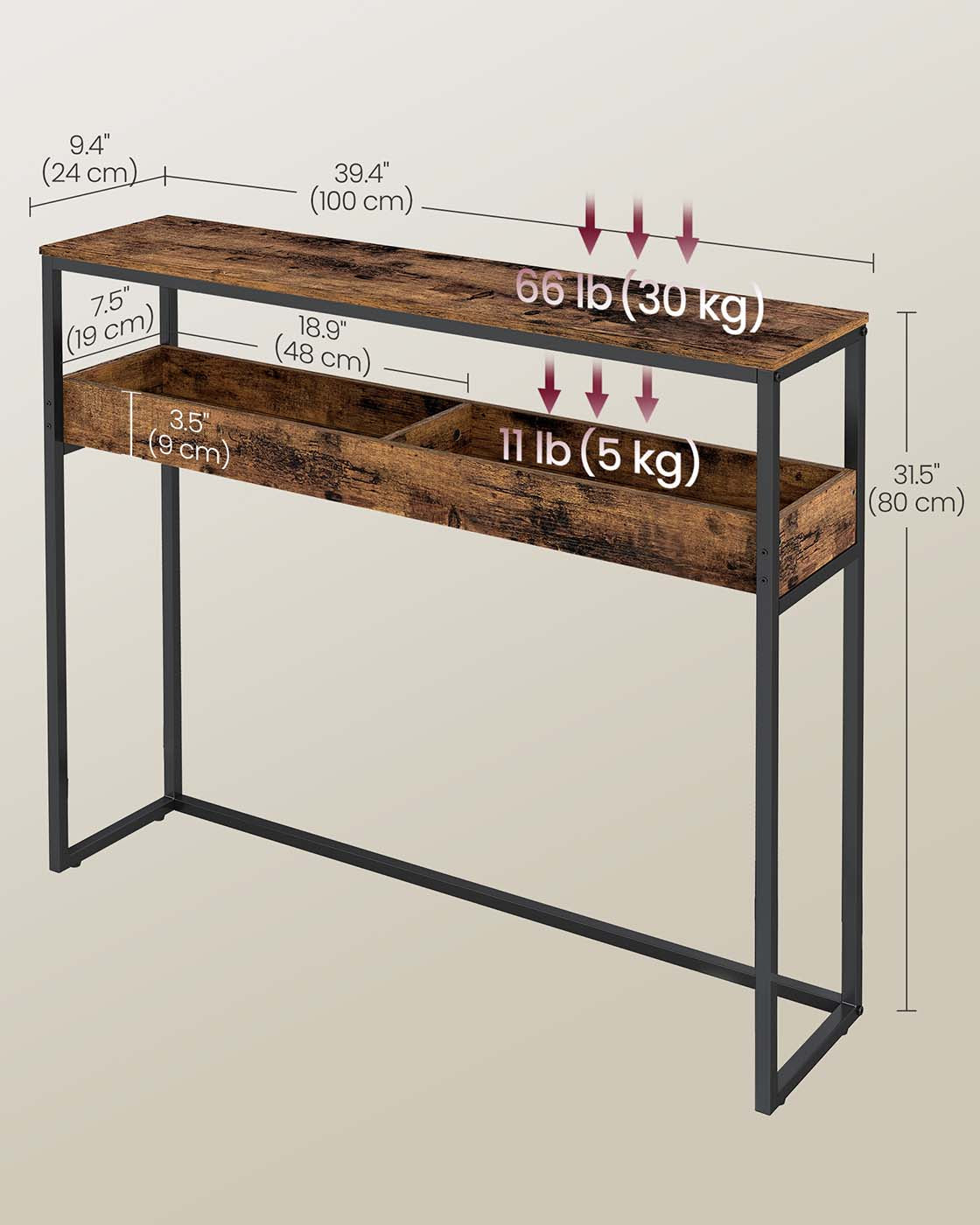 Entryway console table with semi open compartments - image 6