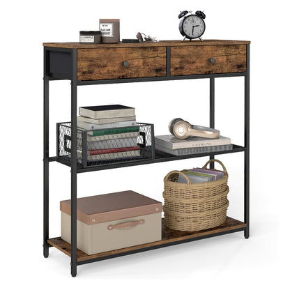 Console table with fabric drawers and shelves - image 1
