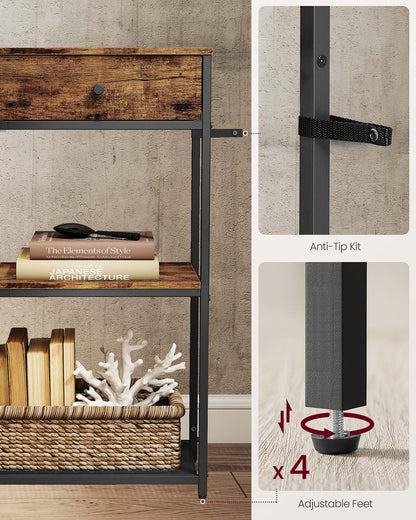 Console table with fabric drawers and shelves - image 5
