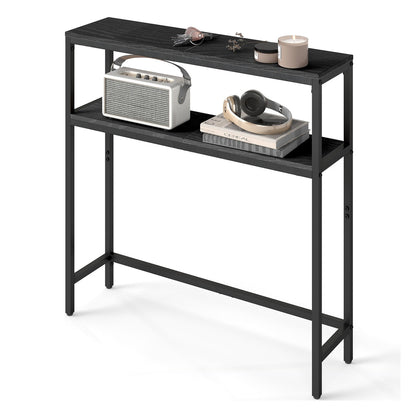 2-Tier Console Table for Hallway Marble White and Ink Black - image 44