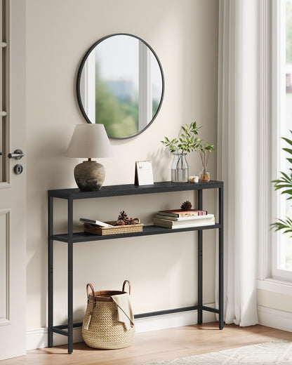 2-Tier Console Table for Hallway Marble White and Ink Black - image 45