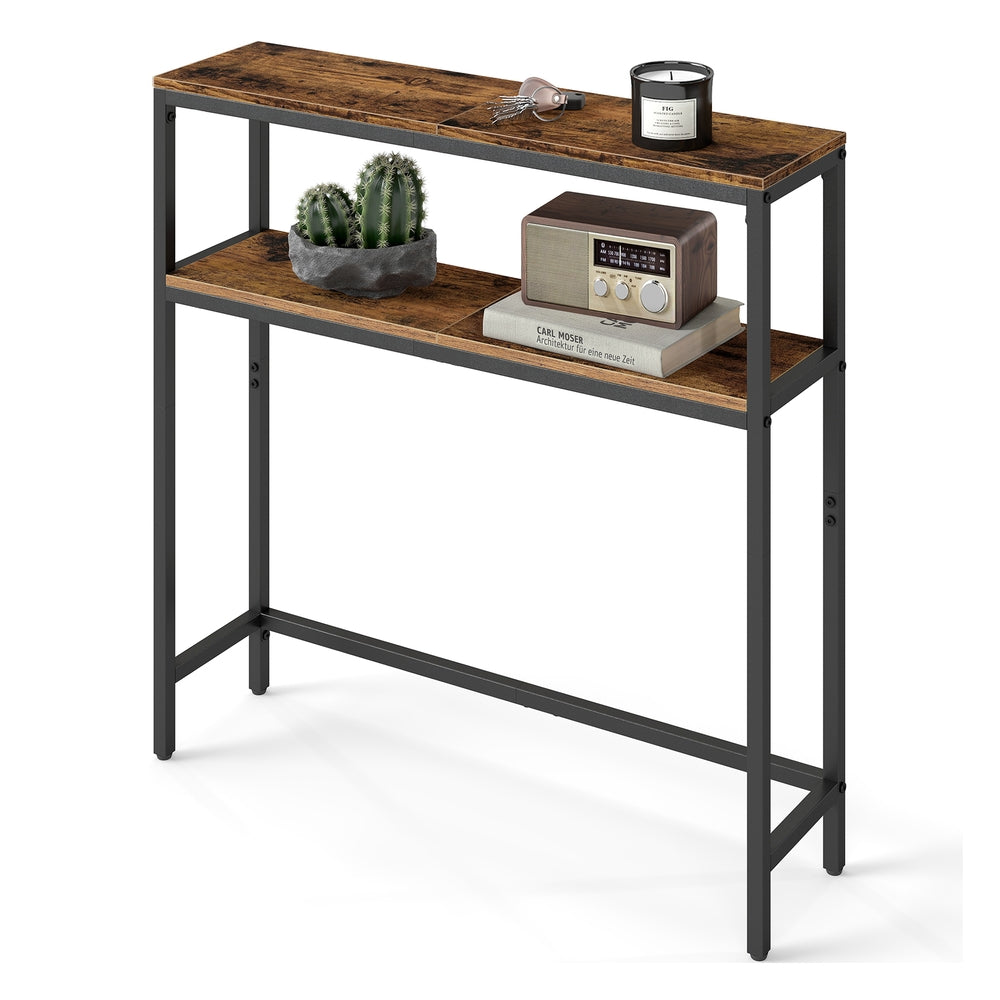 2-Tier Console Table for Hallway Marble White and Ink Black - image 38