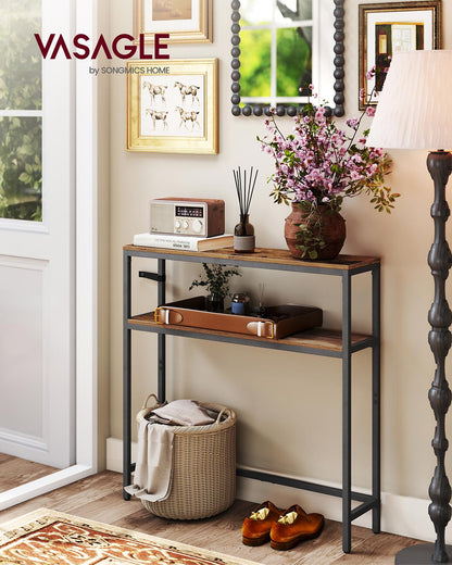 2-Tier Console Table for Hallway Marble White and Ink Black - image 39