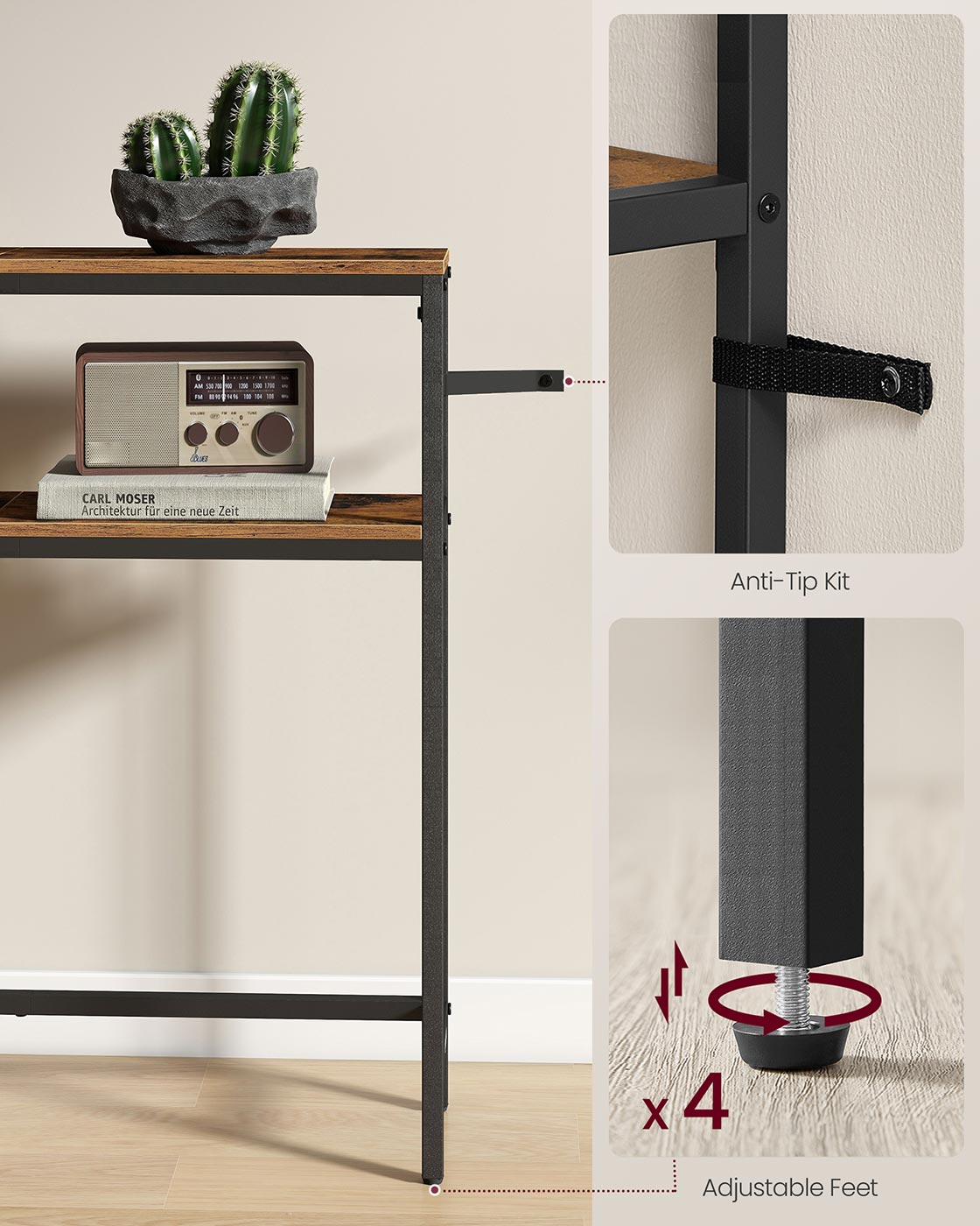 2-Tier Console Table for Hallway Marble White and Ink Black - image 41
