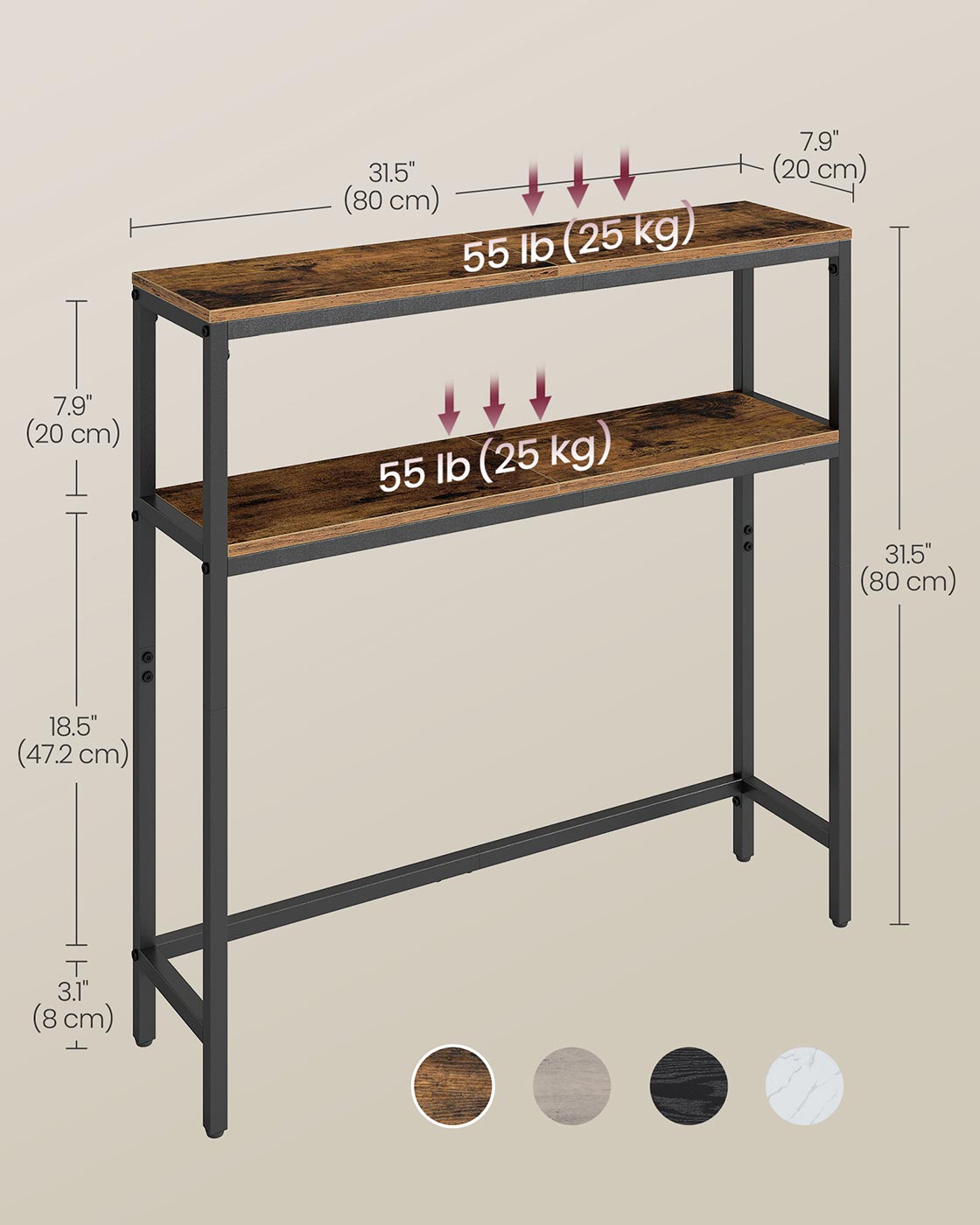 2-Tier Console Table for Hallway Marble White and Ink Black - image 42