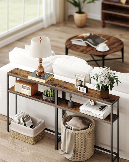 2-Tier Console Table for Hallway Marble White and Ink Black - image 43