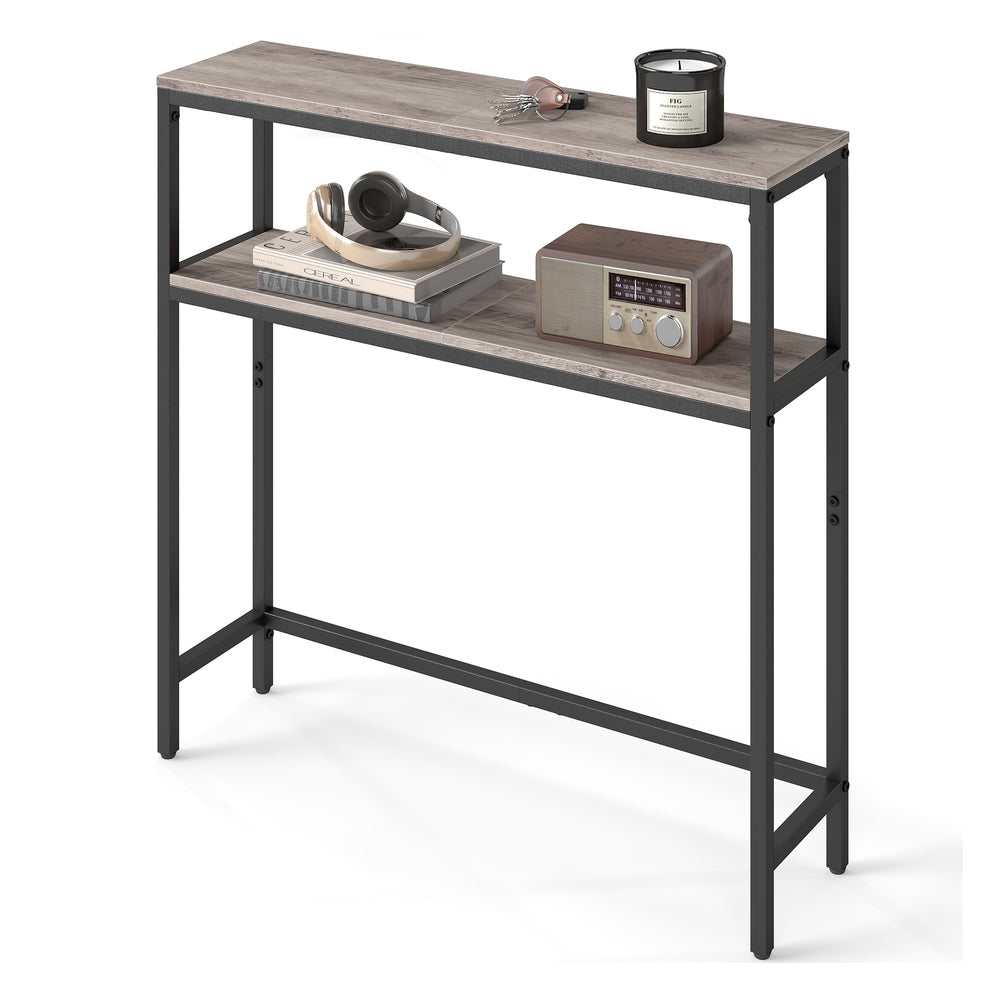 2-Tier Console Table for Hallway Marble White and Ink Black - image 32