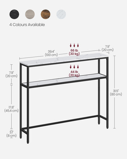 2-Tier Console Table for Hallway Marble White and Ink Black - image 15