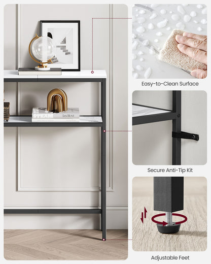 2-Tier Console Table for Hallway Marble White and Ink Black - image 16