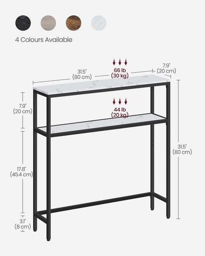2-Tier Console Table for Hallway Marble White and Ink Black - image 20