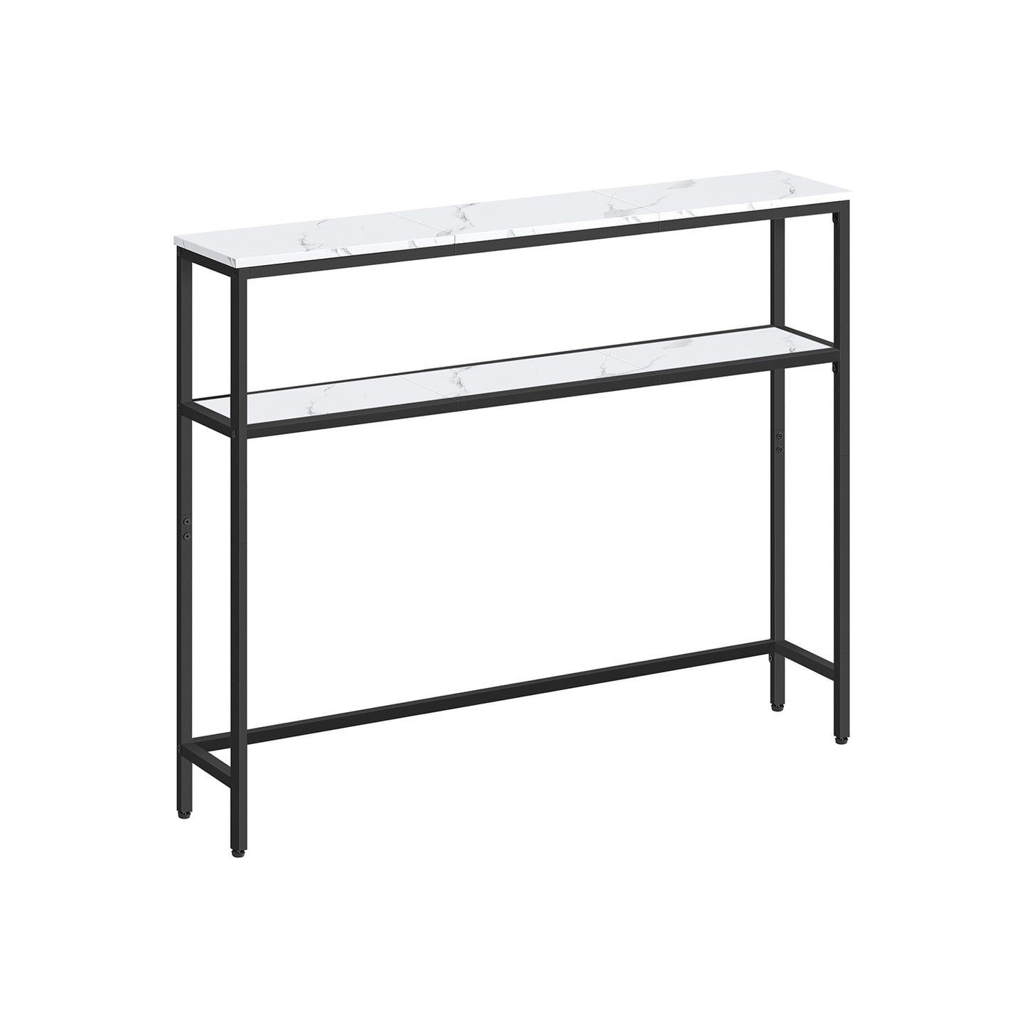 2-Tier Console Table for Hallway Marble White and Ink Black - image 22