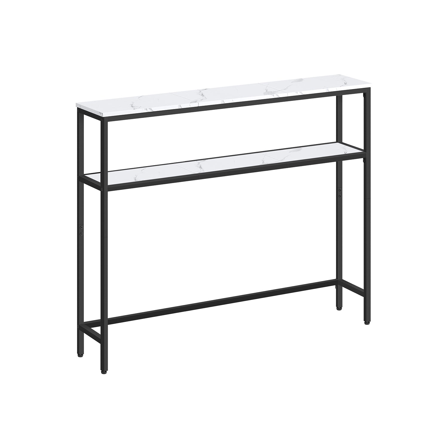 2-Tier Console Table for Hallway Marble White and Ink Black - image 22