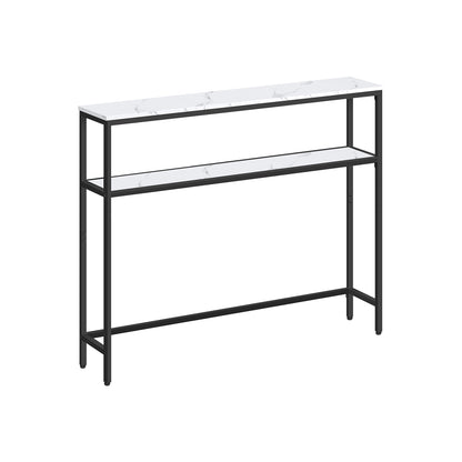 2-Tier Console Table for Hallway Marble White and Ink Black - image 22