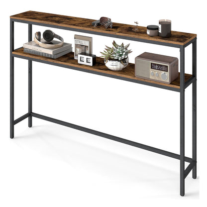 2-Tier Console Table for Hallway Marble White and Ink Black - image 7