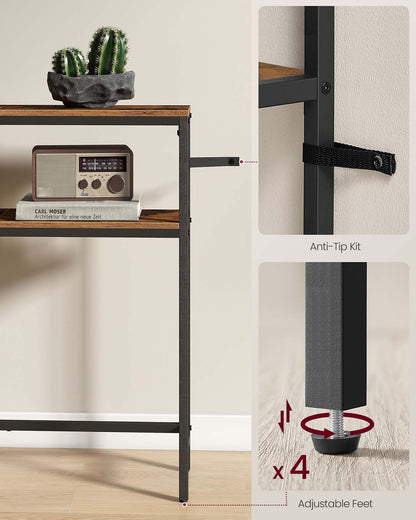 2-Tier Console Table for Hallway Marble White and Ink Black - image 10