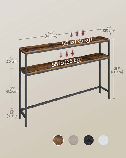 2-Tier Console Table for Hallway Marble White and Ink Black - image 11
