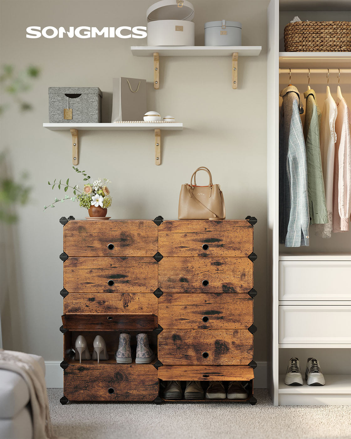 Brown Plastic Storage Organizer for Shoes - image 3