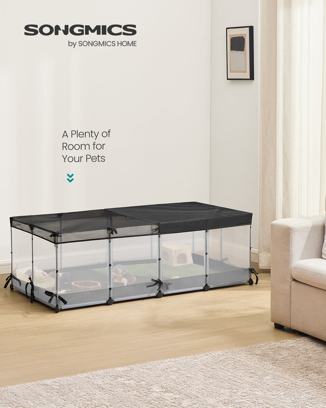 Small Animal Playpen, 144 x 74 x 47 cm, Cloud White - image 2