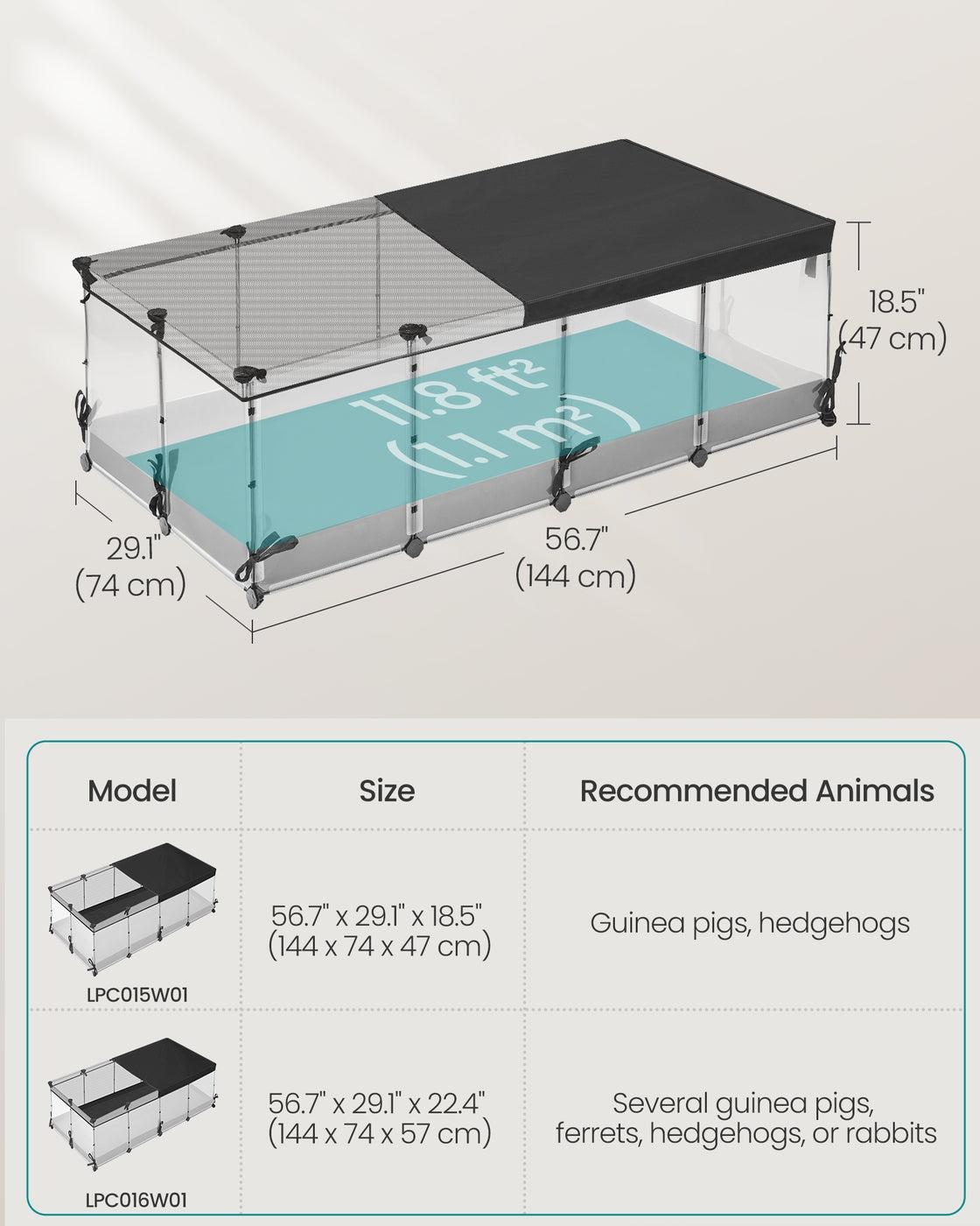 Small Animal Playpen, 144 x 74 x 47 cm, Cloud White - image 6