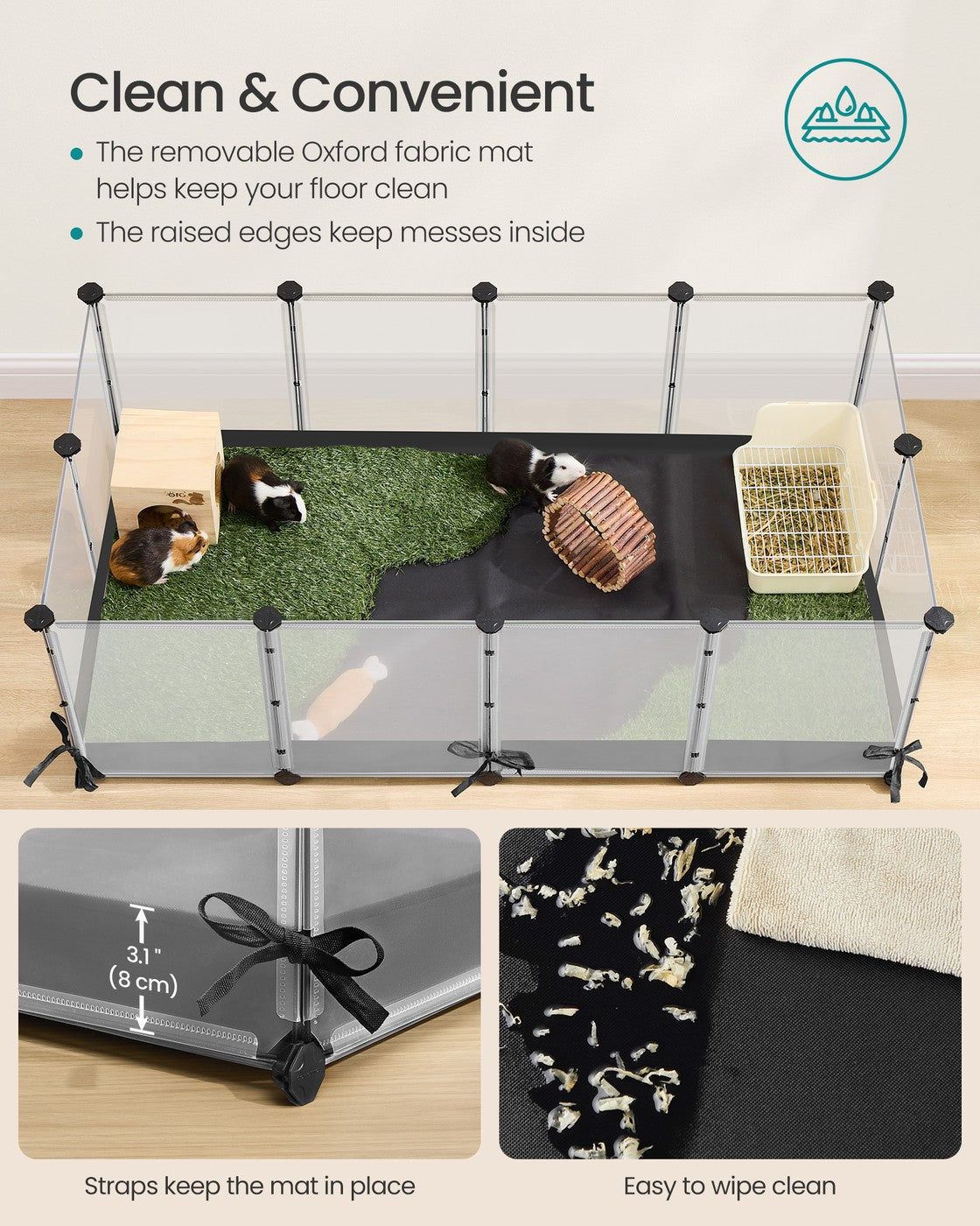 Small Animal Playpen, 144 x 74 x 57 cm, Cloud White - image 3
