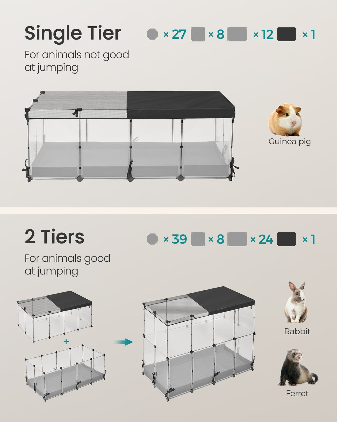 Small Animal Playpen, 144 x 74 x 57 cm, Cloud White - image 5