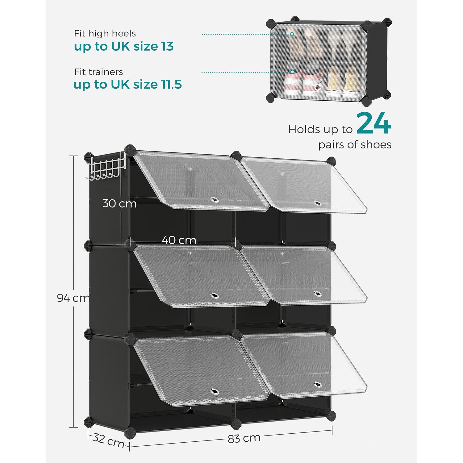 Interlocking Shoe Rack Black - image 8