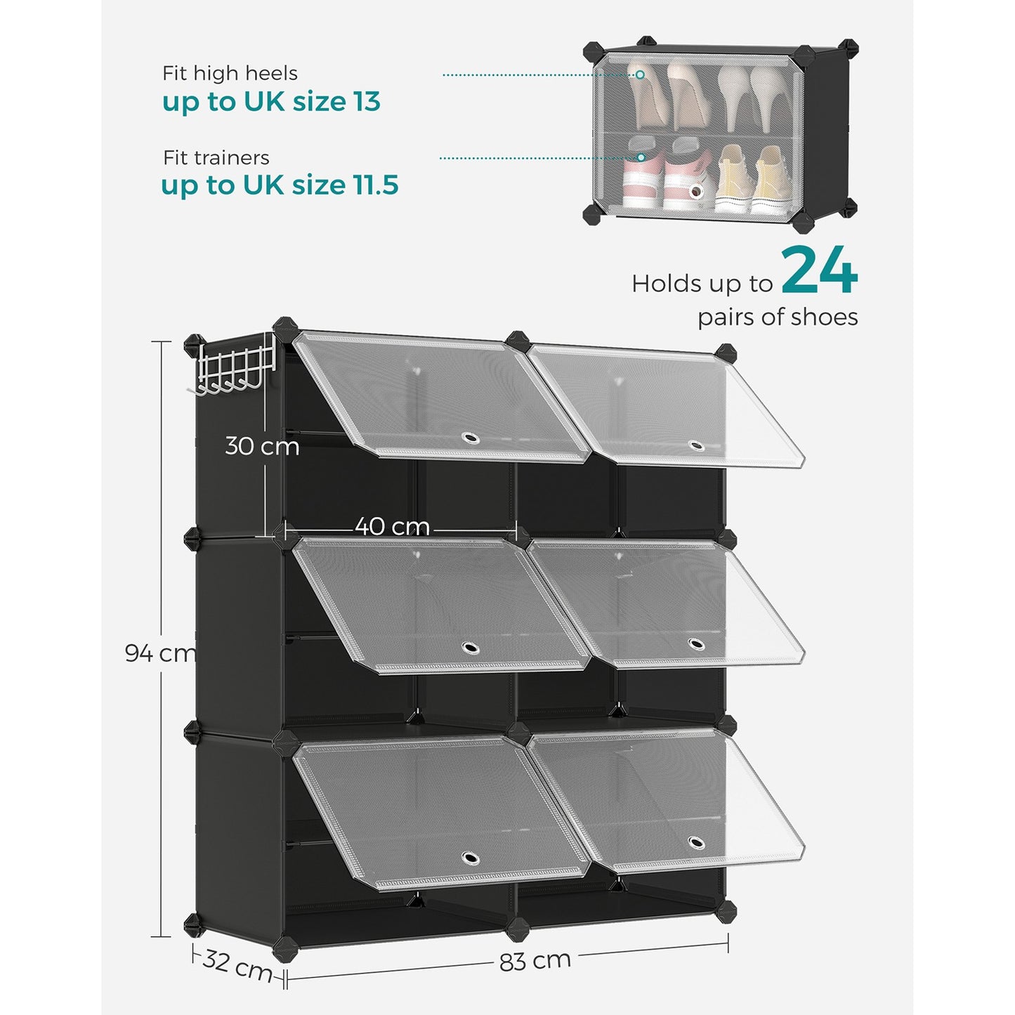 Interlocking Shoe Rack Black - image 7