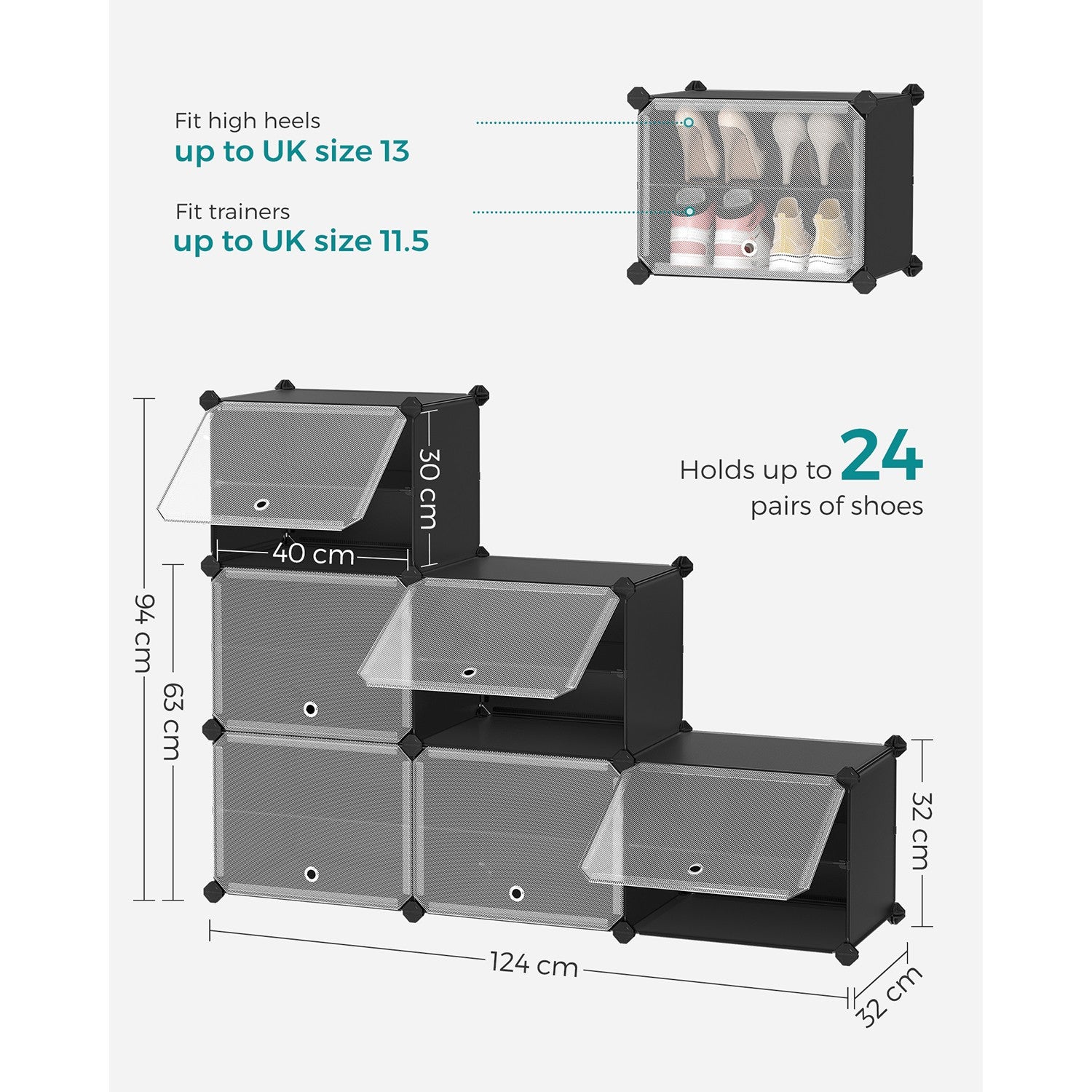 Interlocking Shoe Rack Black - image 9