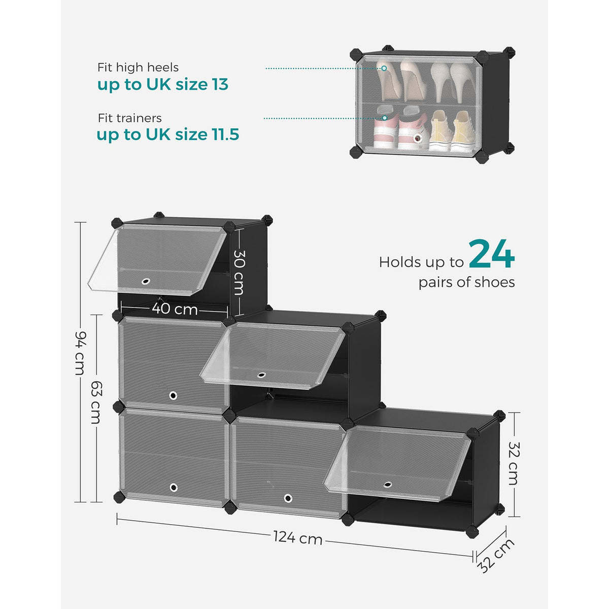 Interlocking Shoe Rack Black - image 8